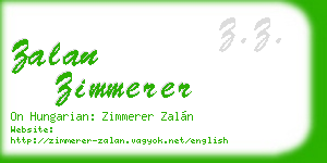 zalan zimmerer business card